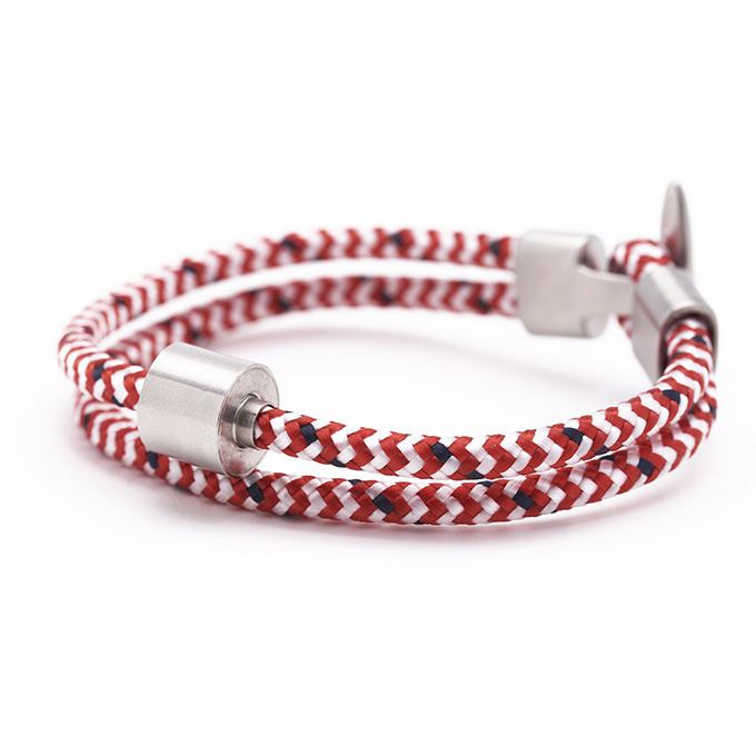Mens Bracelet – Cord Red and White